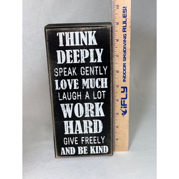 Inspirational Wooden Box Sign Think Deeply Speak Gently Motivational Home Décor - Picture 8 of 10